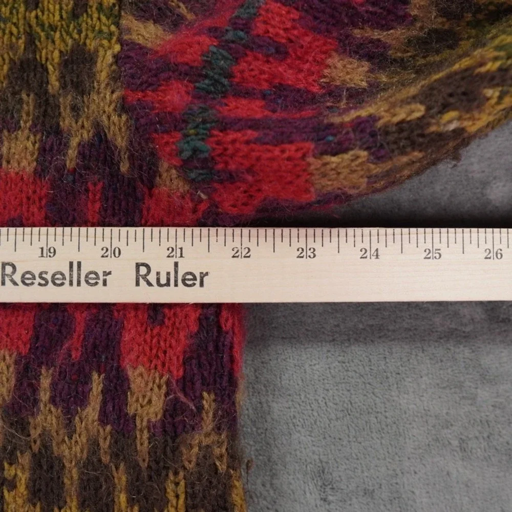 VTG‎ Susan Bristol Ltd Fair Isle Wool Blend Cardigan Sweater L Hong Kong Lined